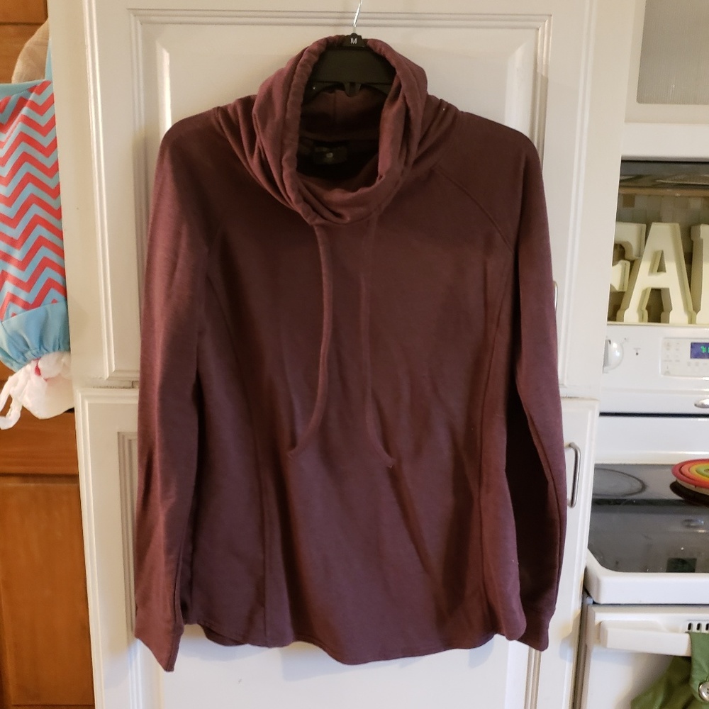 Purplish/brown Cowl hood sweatshirt.  Very comfy